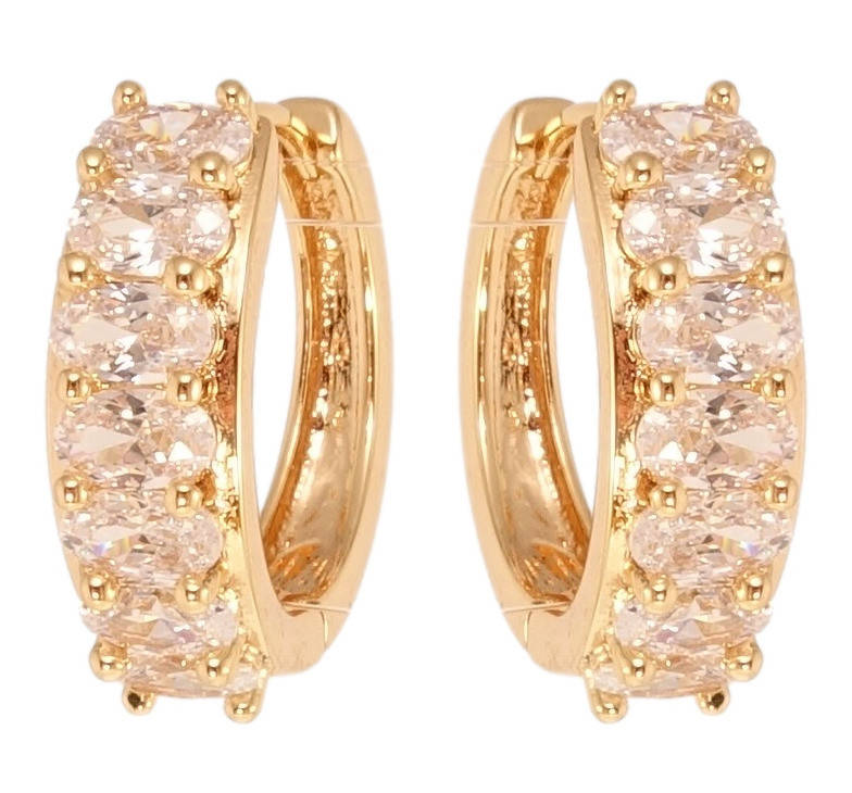 

Серьги Xuping M&L желтый оттенок колечки "Дорожки овальных кристаллов"