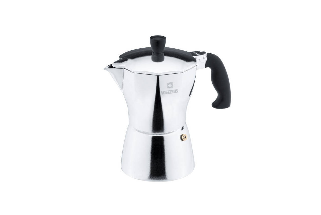 

Кофеварка гейзерная алюминиевая Vinzer (Винзер) Moka Aroma 150 мл на 3 чашки (89388)