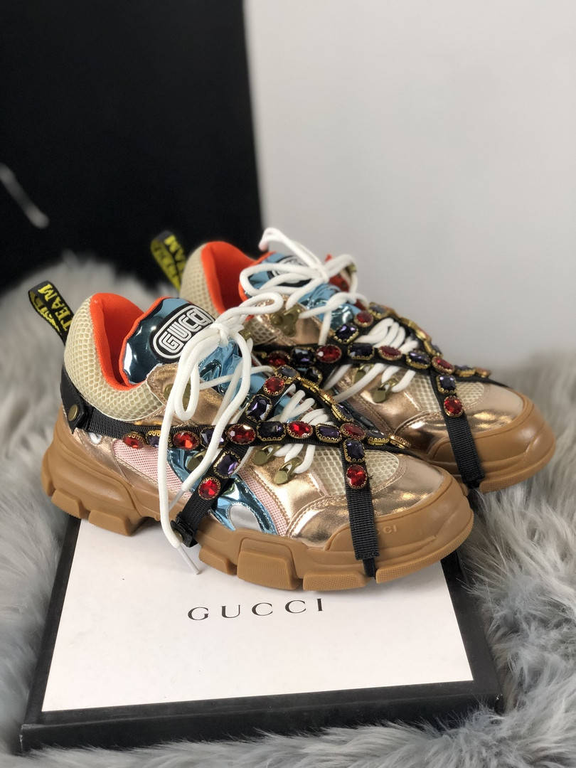 

Кроссовки / кеды Gucci Flashtrek Brown Beige Blue (Коричневый)