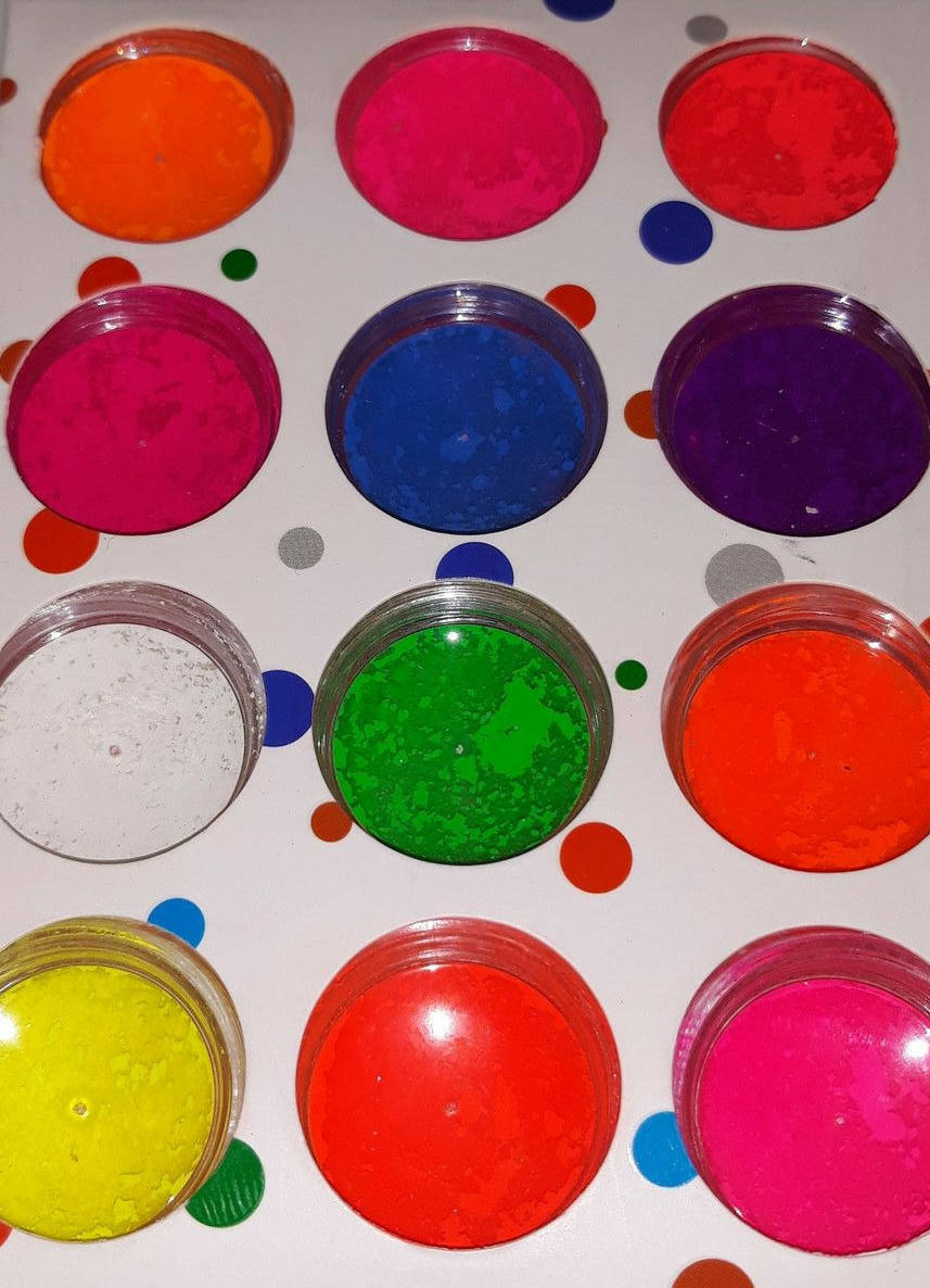 

Пигменты неоновые цветные для дизайна ногтей набор 12 шт