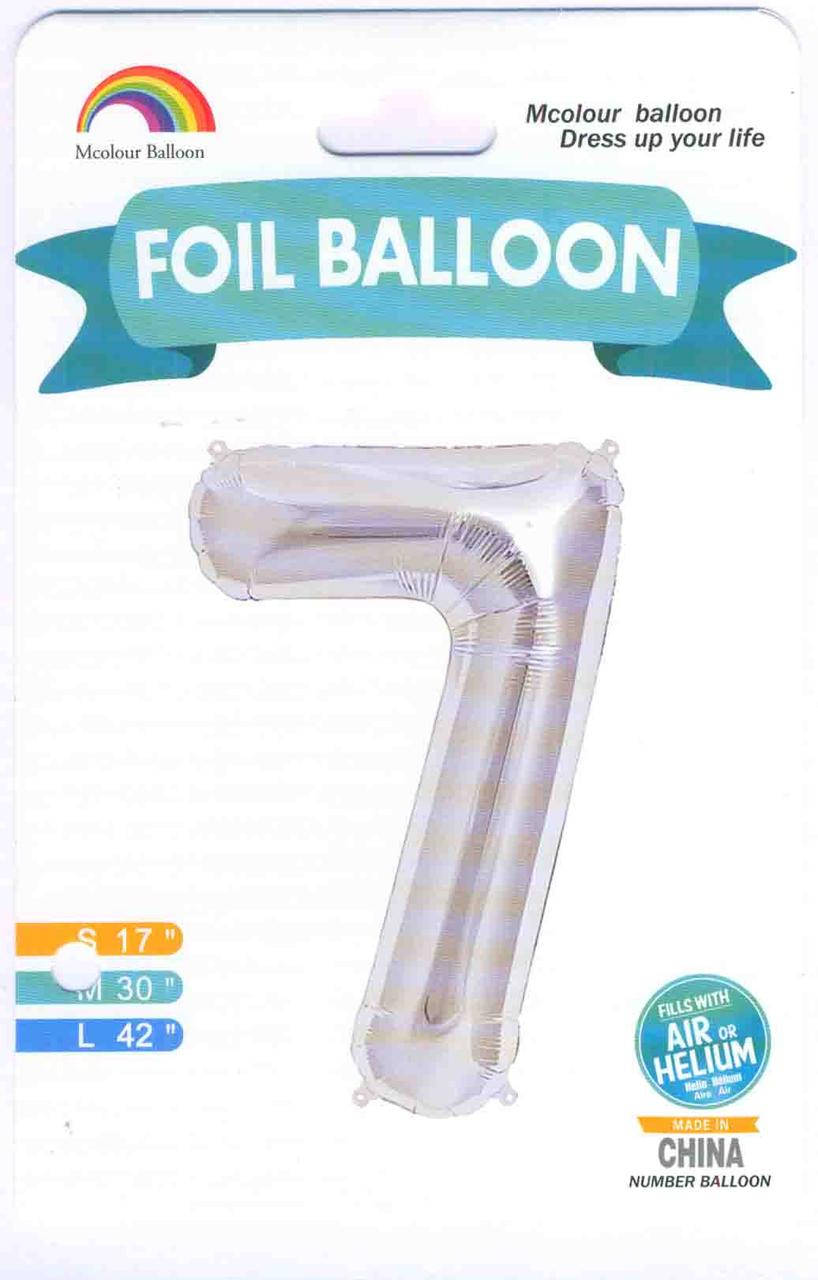 

Куля цифра в упаковці "7". Колір:Срібло. Розмір: 32 "(80см). Матеріал: Фольга.