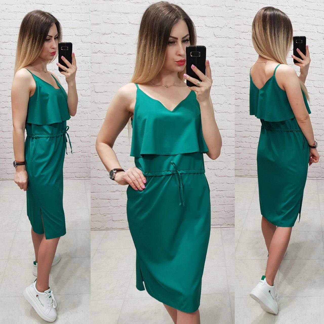 

Платье с длинным рюшем на груди арт.163 , цвет аквамарин