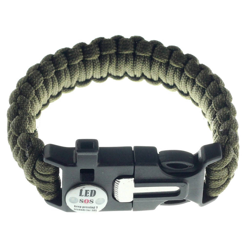 

Браслет Paracord Flint-Fire + SOS signal green