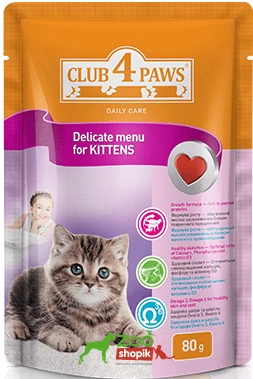 

Клуб 4 лапы влажный корм нежное меню для котят с курицей 80г (Club 4 Paws Kittens)