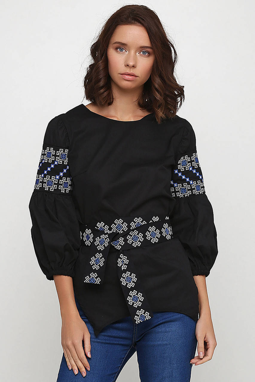 

Женские вышиванки рубашки черные от производителя ЕтноМодерн M-218-3, Черный