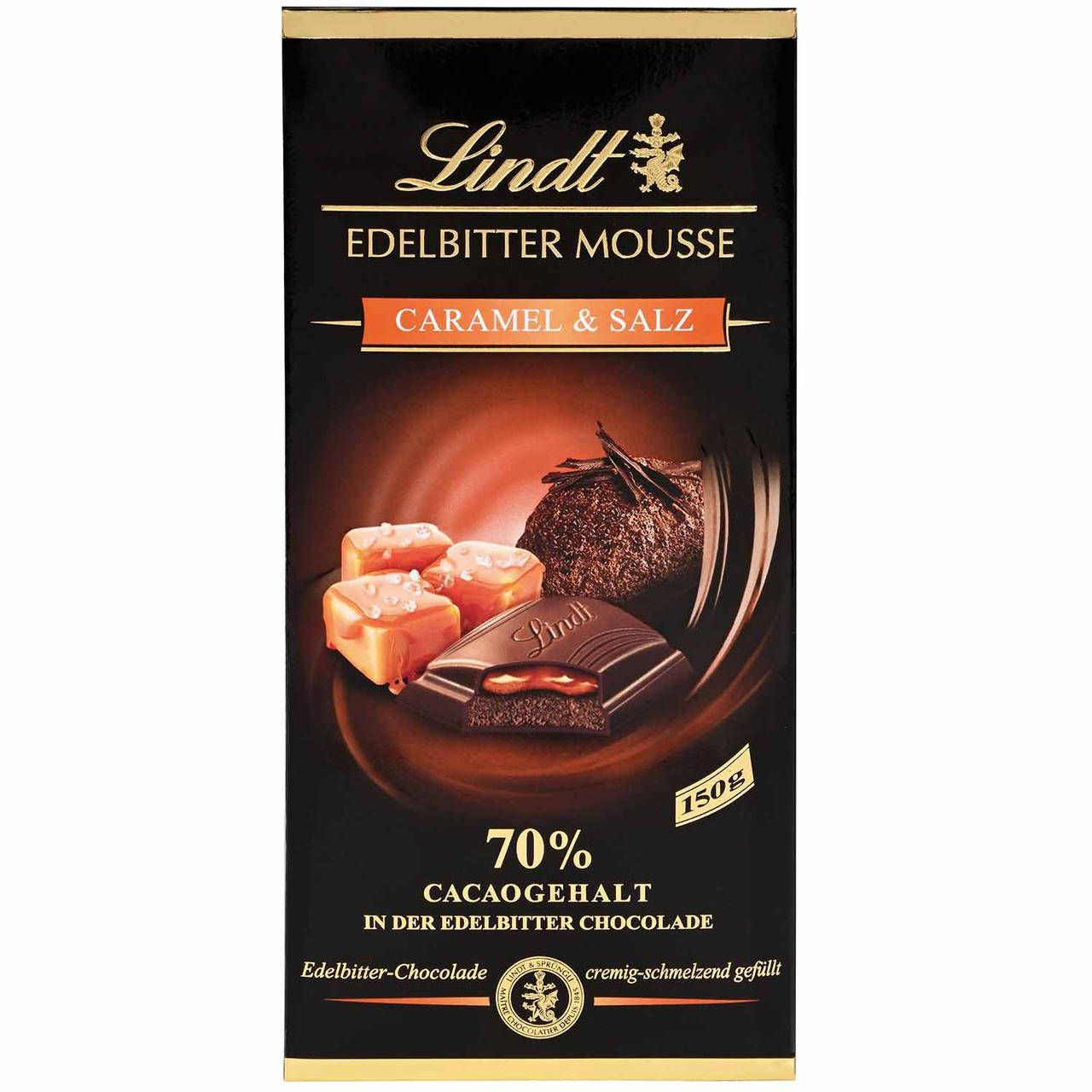 

Шоколад Lindt Edelbitter Mousse Caramel Salt 70% 150 g *30/04/2022