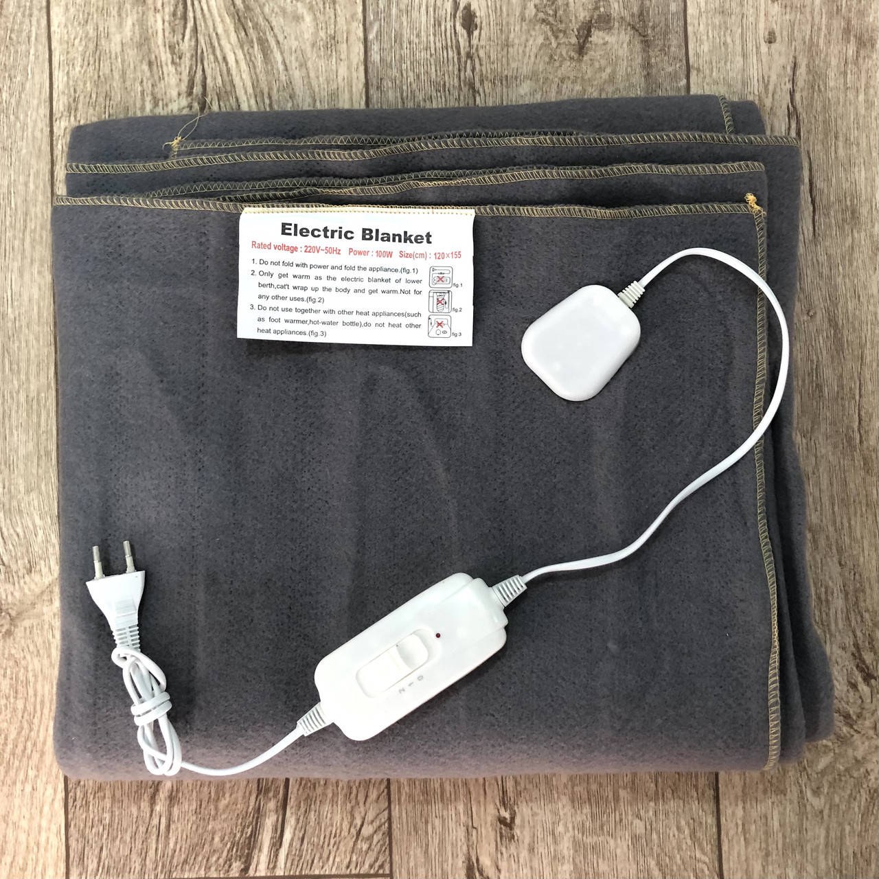 

Электропростынь с подогревом полуторная 120х155см, Electric Blanket (Турция),байка, серая