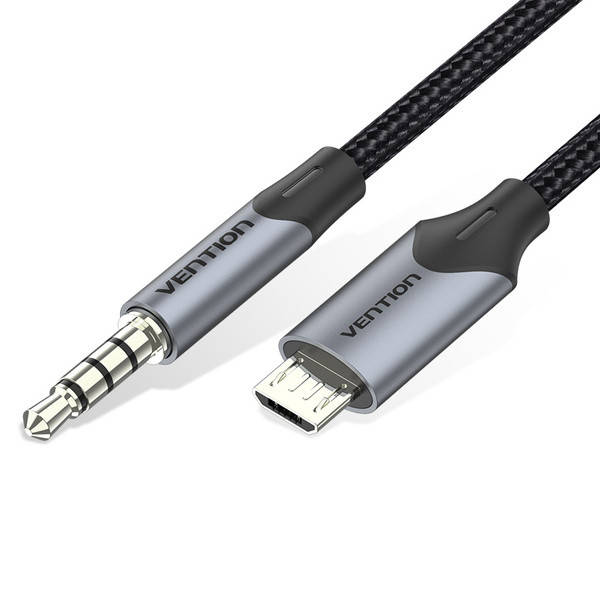 

Кабель Vention Micro USB to 3.5mm TRRS Audio Cable 1.5M Black Metal Type, 4 pin (BDGBG), Черный