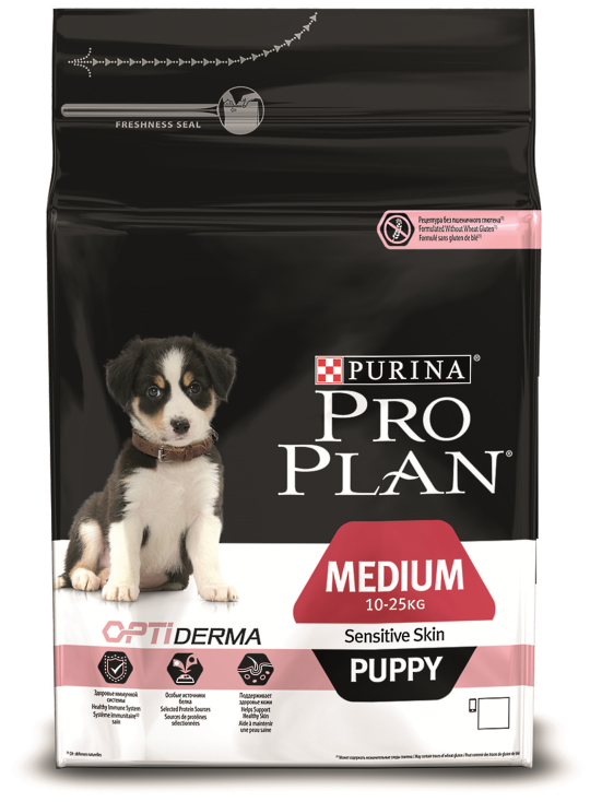 

Pro Plan Puppy Medium Sensitive 12 кг с лососем для щенков средних пород с чувствительной кожей