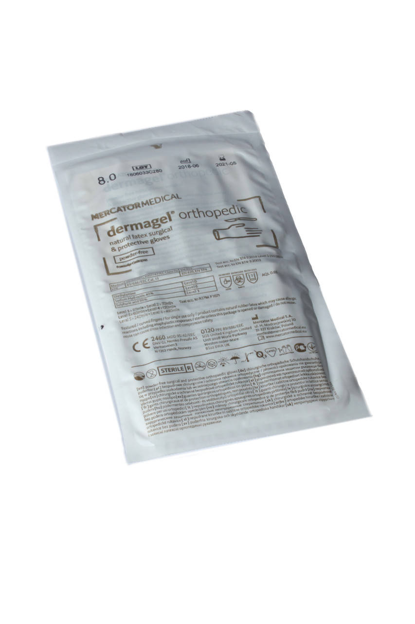 

Перчатки хирургические стерильные ортопедические латексные неприпудренные Dermagel Ortopedic р.6.5, Коричневый