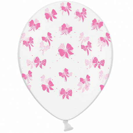 

Латексный шарик BELBAL 12"(30 см) Бантики розовые на белом, Белый