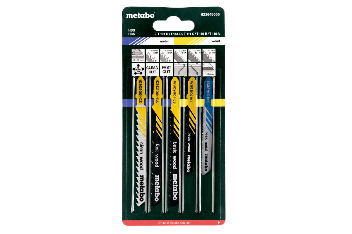 

Набор полотен для лобзика Metabo, Д+М+Пласт., 5 шт. (623645000)