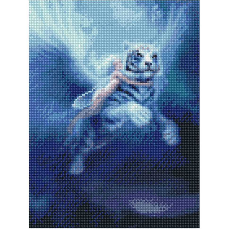 

Алмазная мозаика картина по номерам "Девушка с тигром" Strateg 30х40 см