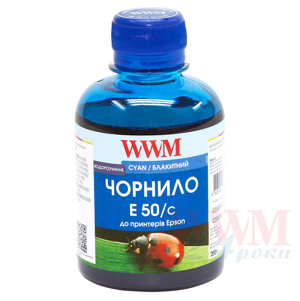 

Чернила WWM для Epson Stylus Photo R200/R340/RX620 200г Cyan Водорастворимые (E50/C)