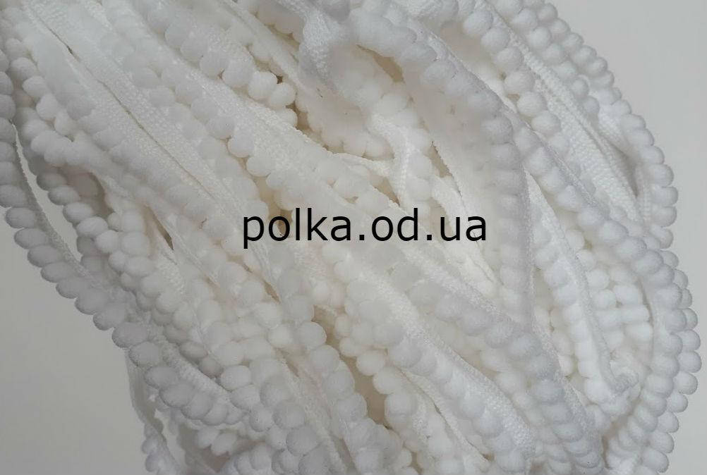

Белая бахрома с маленькими помпонами (1уп-90метров)