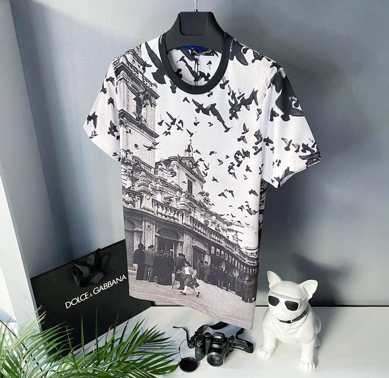 

Мужская стильная брендовая футболка (белая) Dolce & Gabbana / Cotton , polyester M