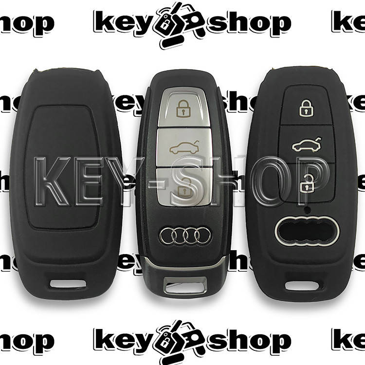 

Чехол смарт ключа Audi (Ауди) A6, A8, Q5, Q7, Q8 (черный, силиконовый) 3 кнопки