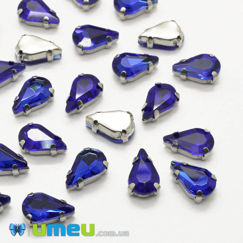 

Шатон капля 8х5,5 мм, Темное серебро, Синий, 1 шт (KAB-040664)