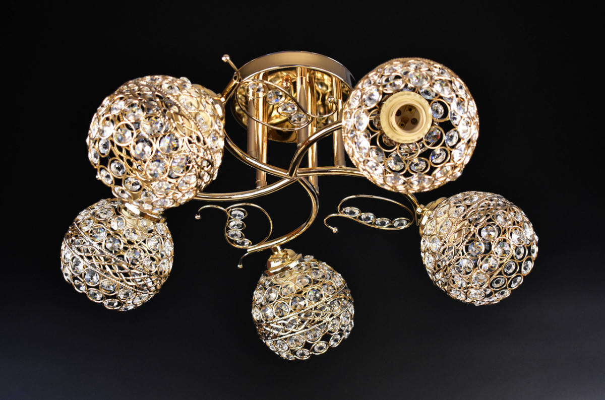 

Люстра потолочная на 5 лампочек 7263/5A-gd Золото 24х53х53 см. Orig YR-7263/5A-gd