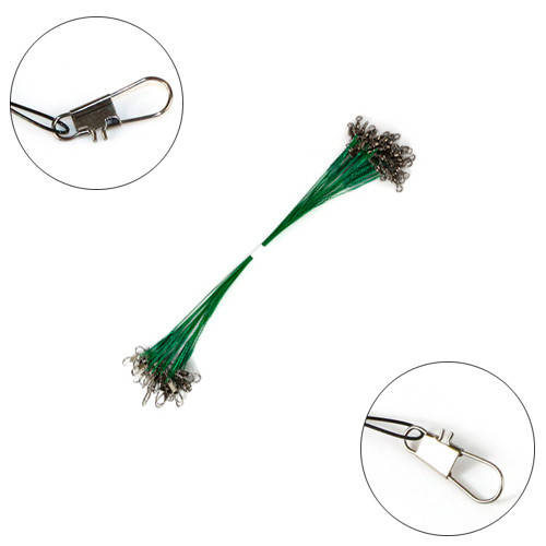 

20x Поводок стальной 15см 0.5мм с вертлюжком и застежкой