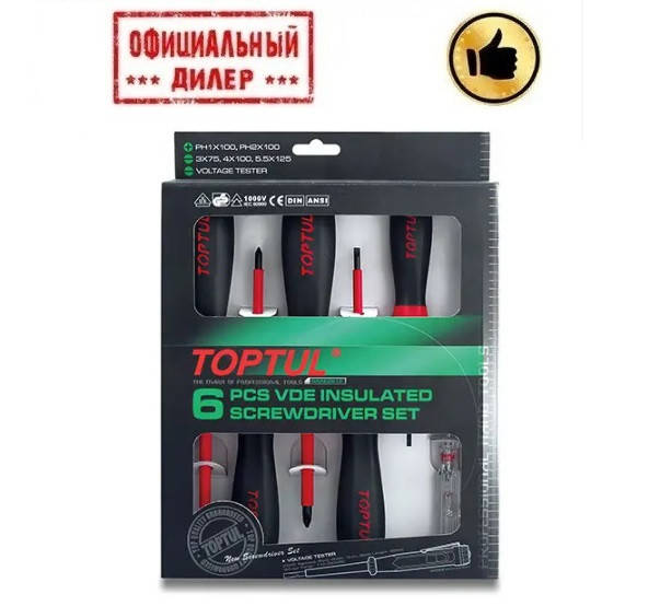 

Набор отверток диэлектрических до 1000В TOPTUL 6ед. GAAE0612