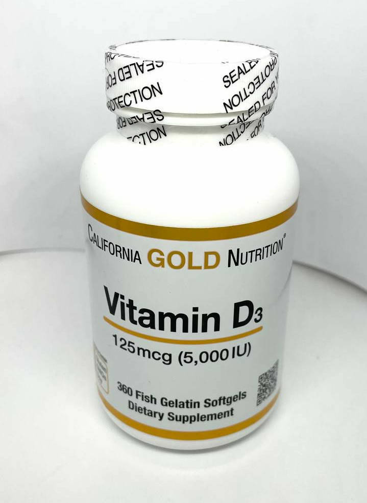 

Витамин D3, 5000 МЕ (125 Мкг), California Gold Nutrition, 360 Желатиновых Капсул