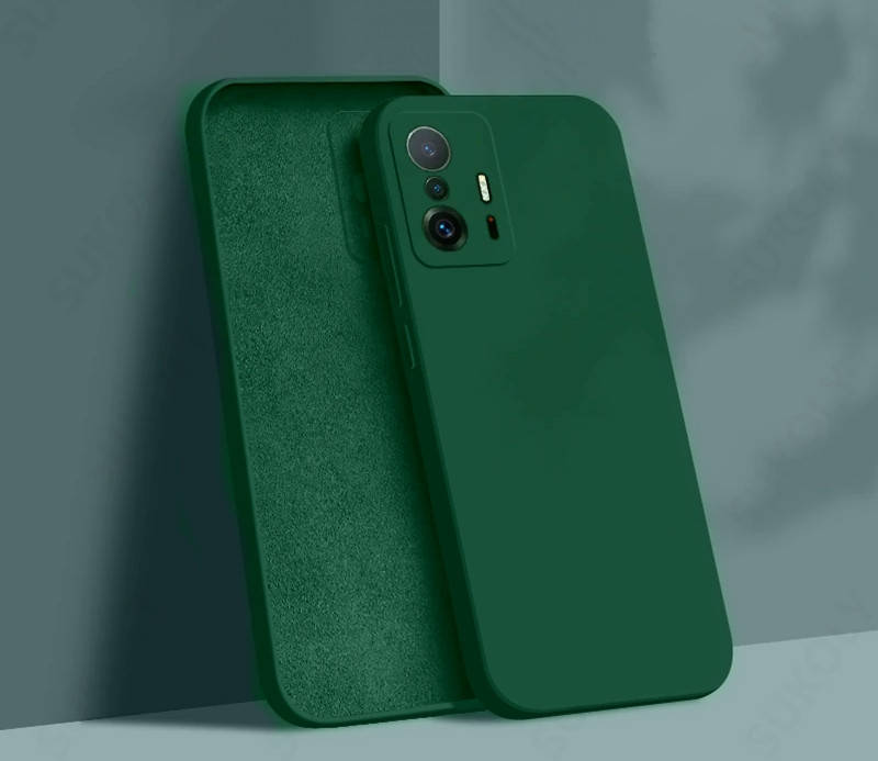 

Силиконовый чехол с микрофиброй для Xiaomi Mi 11t Pro зеленый матовый, Зелёный