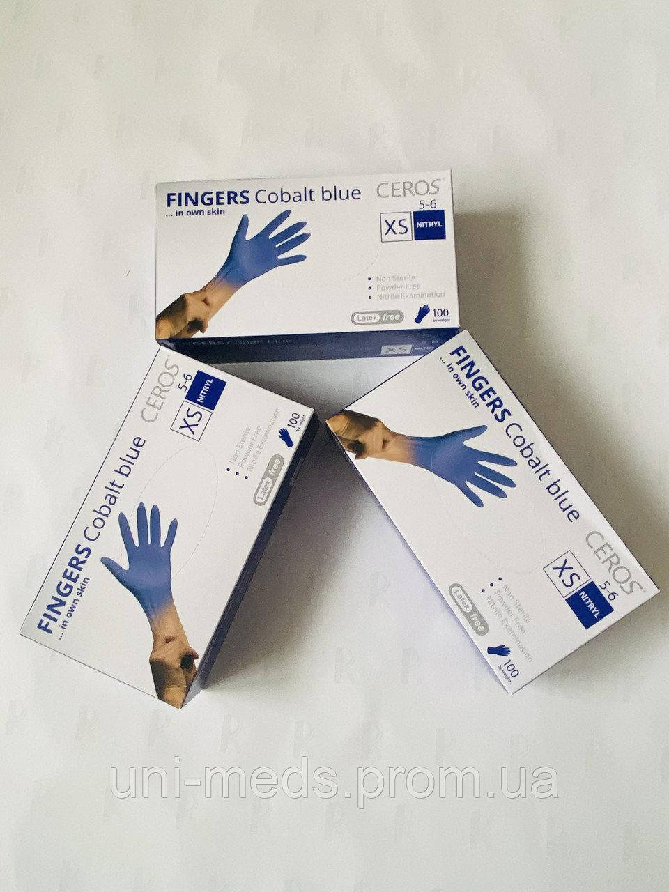 

Рукавички нітрилові  нестерильні неприпудрені CEROS® "FINGERS Cobalt Blue, Кобальт