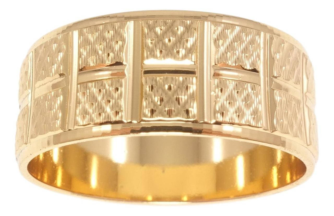

Кольцо Xuping Позолота 18K "Обручальное с геометрическим узором шир.8 мм" р. 21