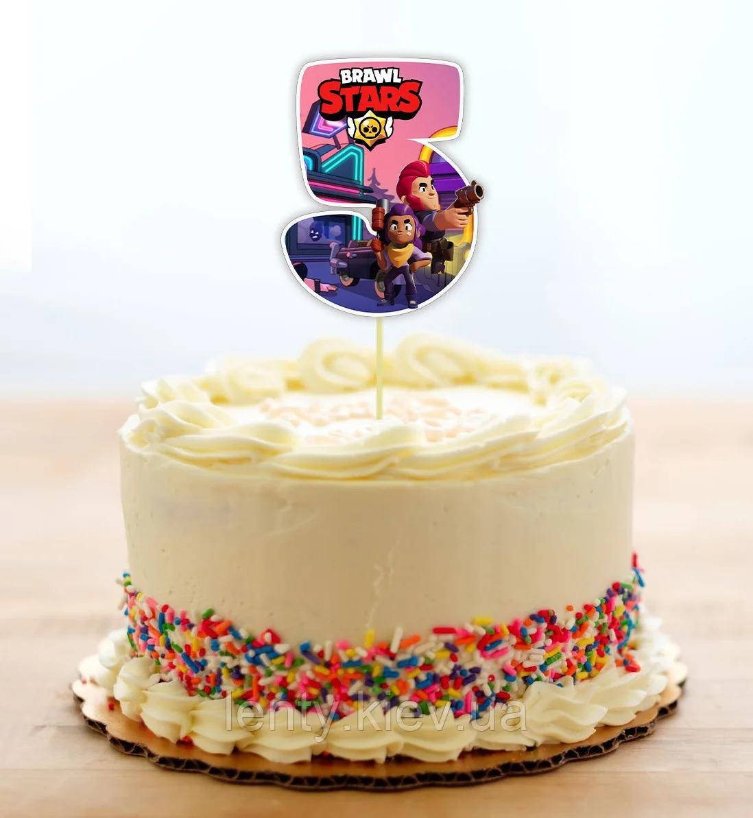 

Топпер-цифра (от 0 до 10см цифра) вырубка "Бравл Старс" (1шт)- 5