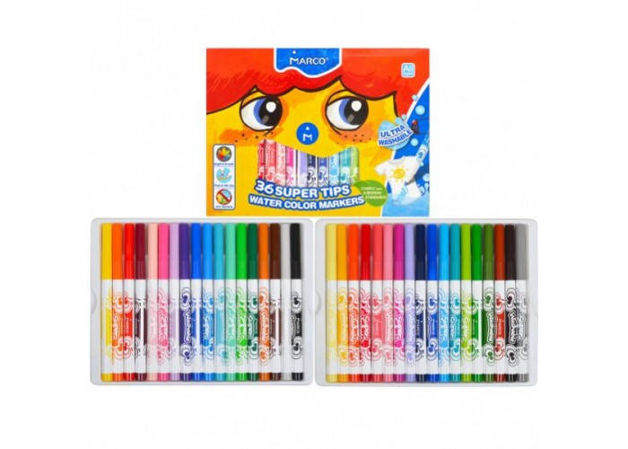 

Фломастери Marco Super Washable 36 кольорів, Разные цвета