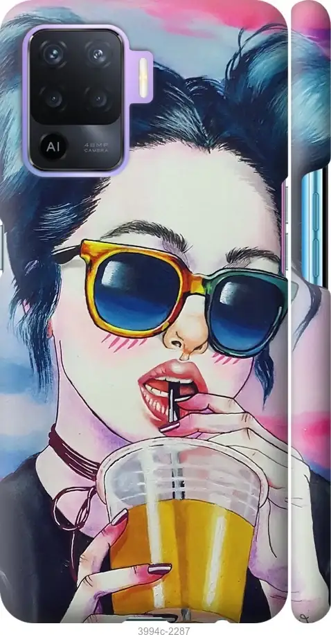 

Чехол на Oppo Reno5 Lite Арт-девушка в очках "3994c-2312-4966", Оранжевый