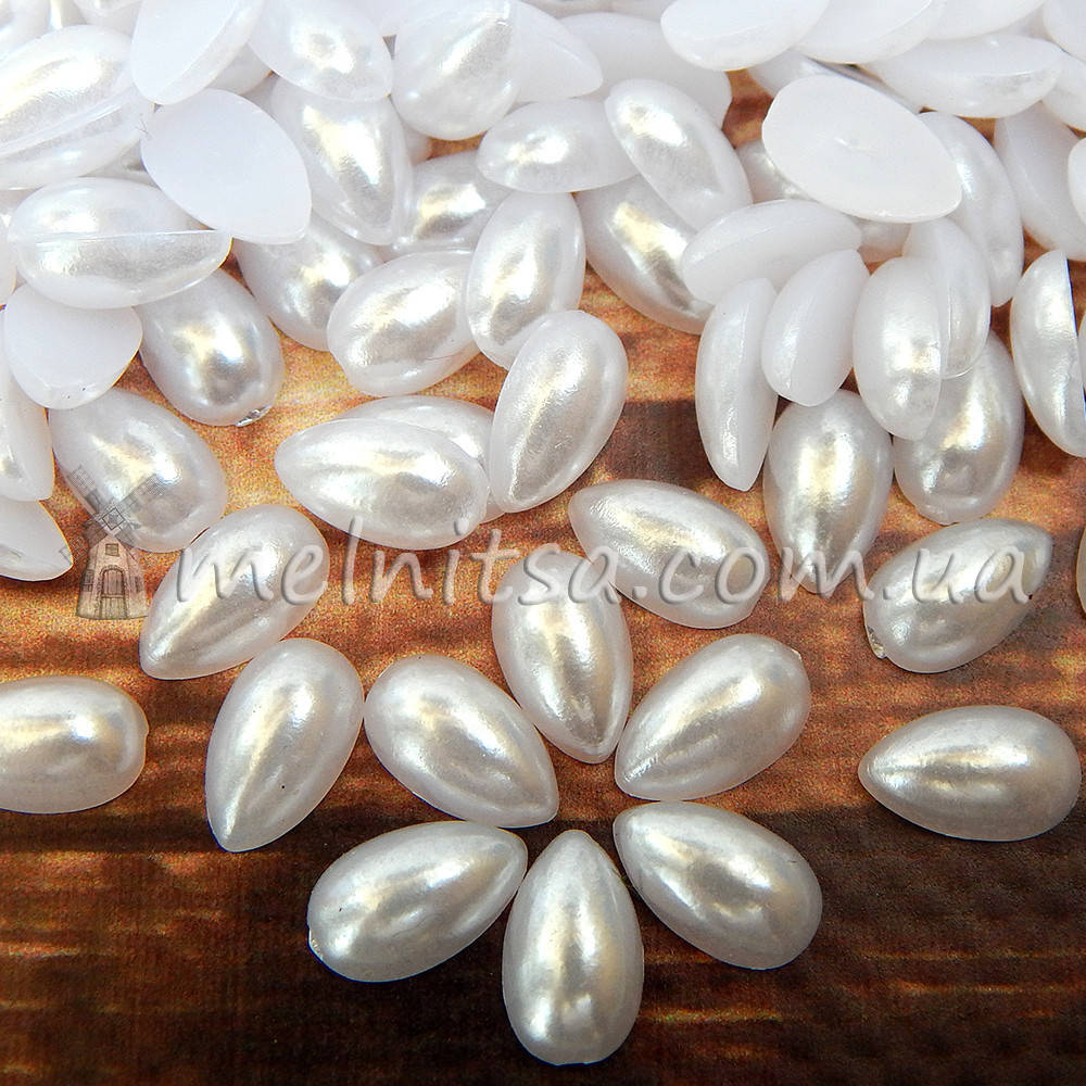 

Полубусины перламутровые Капля, 10х6 мм белый (5 грамм)