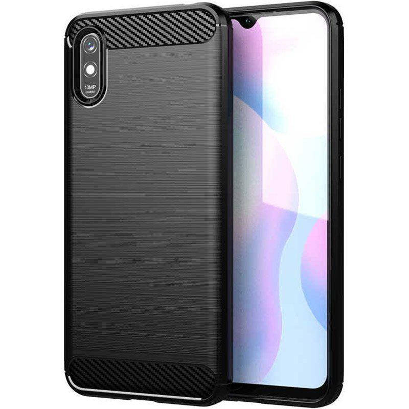 

Чехол бампер силиконовый накладка carbon Xiaomi Redmi 9A, Черный