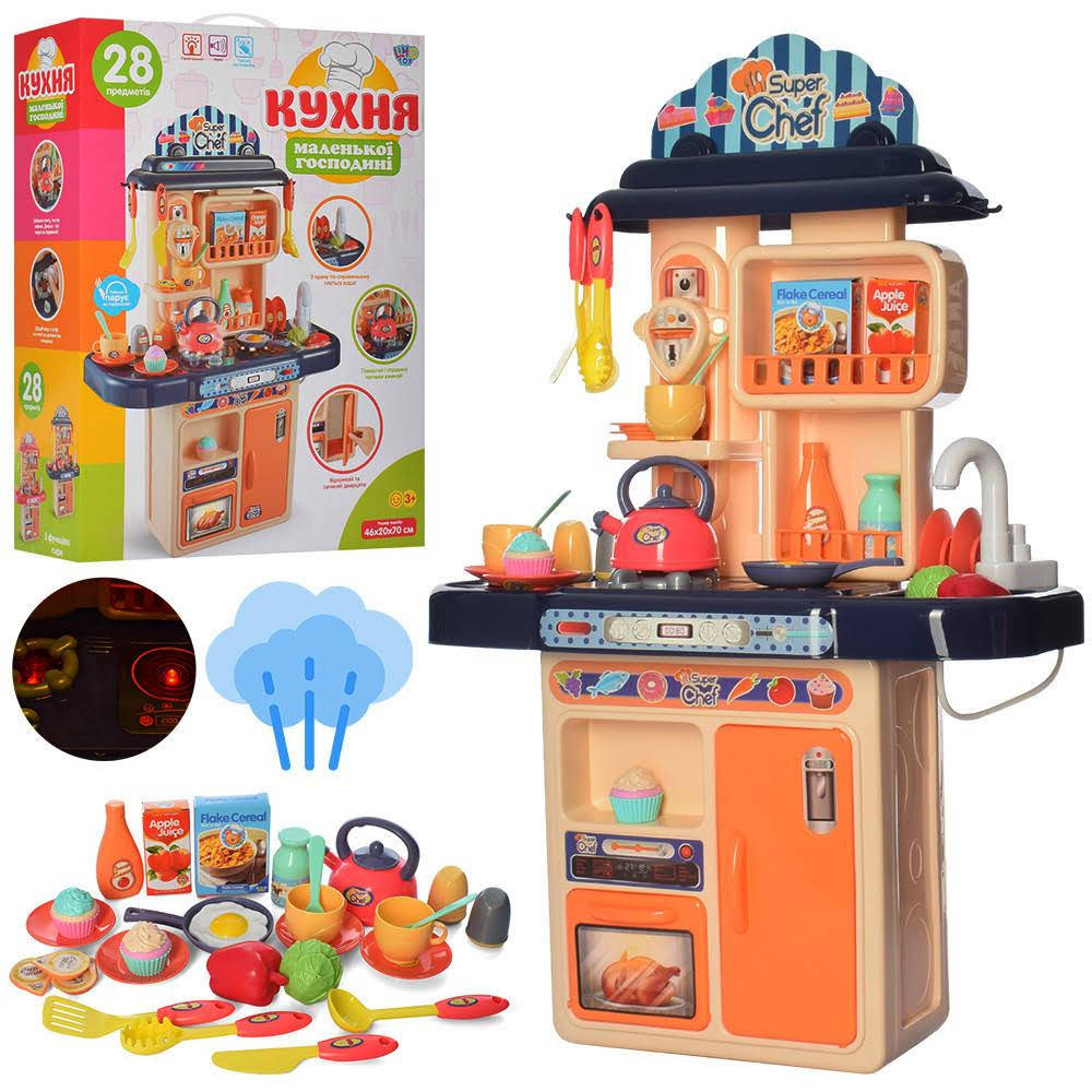 

Детская кухня LIMO TOY 28 предметов, высота 70 см, духовка, плита - "холодный пар", мойка(вода). 16854