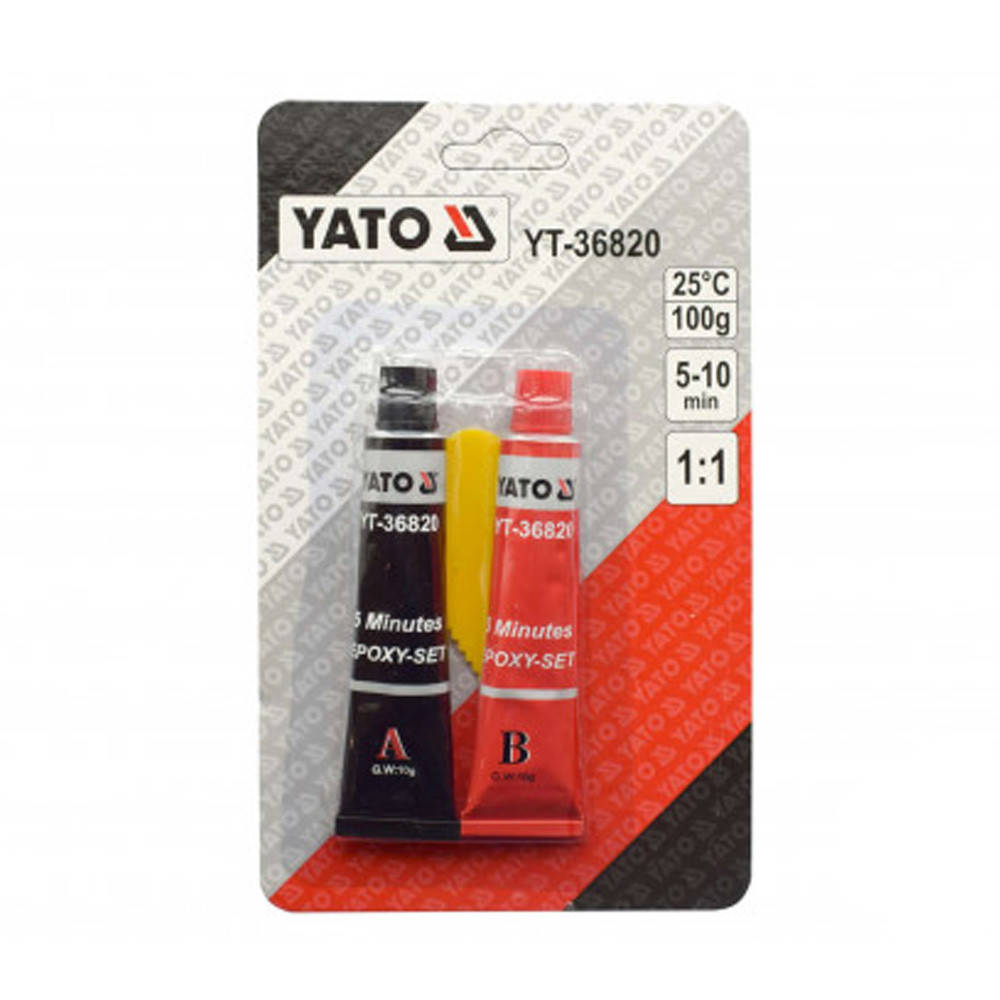 

Клей двухкомпонентный эпоксидный Yato YT-36820 10 г, Черный