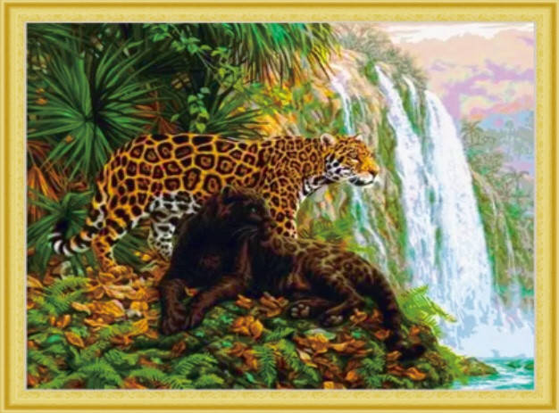 

50*40см Котики у водопада, алмазная живопись, полная выкладка