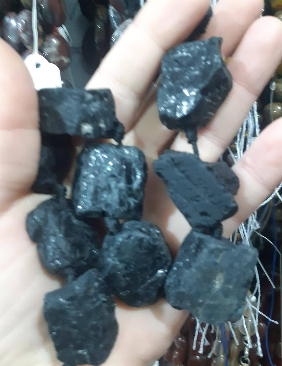 

Заготовка Турмалин (Шерл) галтовка d-24×26мм(+-) L-40см(+-)