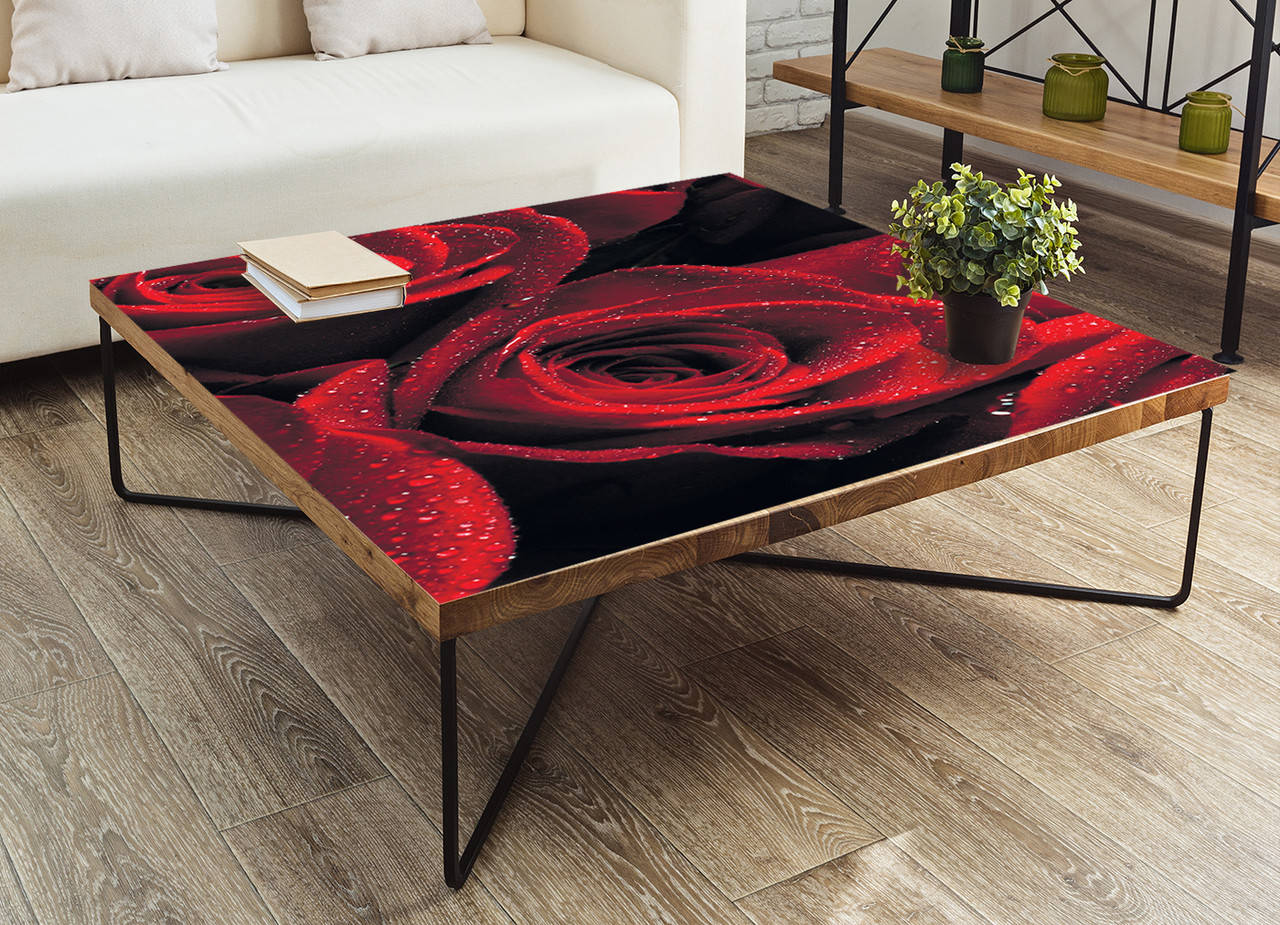 

Наклейка на стол Алые розы 01 (декор мебели виниловые наклейки красные цветы розы бутоны макро) 600*1200 мм, Красный