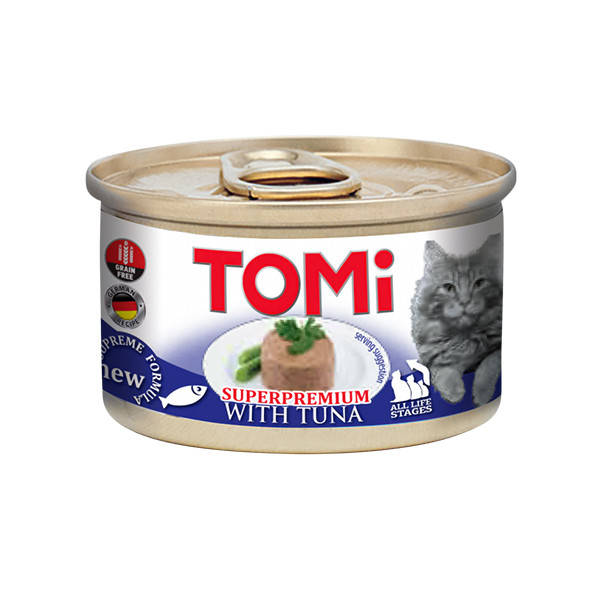 

TOMi Superpremium Tuna ТОМИ ТУНЕЦ консервы для котов, мусс, 85гр