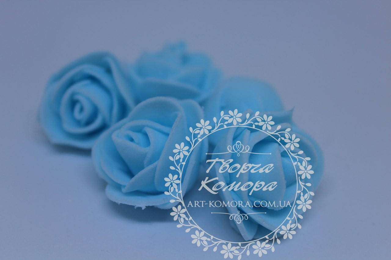 

Головка розы латексная голубая, 2,5 см