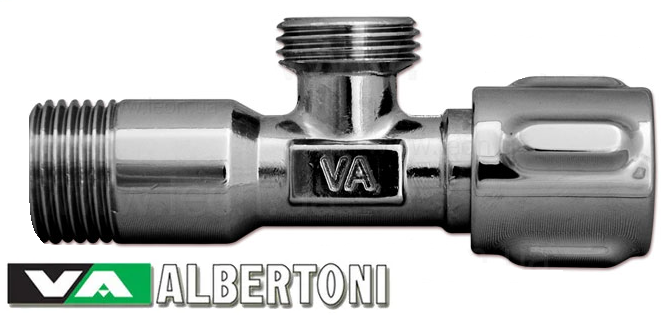 

Кран угловой вентильный 1/2х1/2 ALBERTONI (ручка сталь)