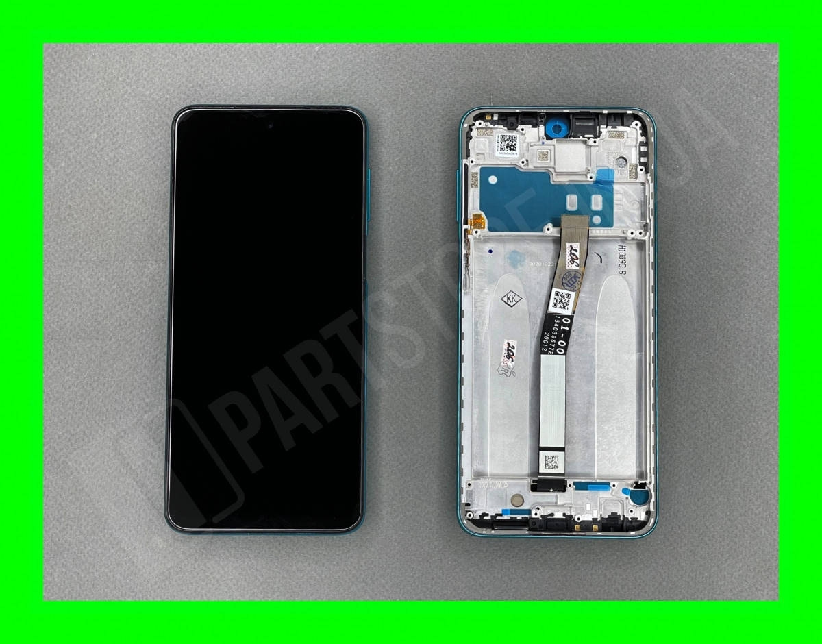 

Дисплей Xiaomi Redmi Note 9 Pro / Redmi Note 9S с сенсором и рамкой зеленого цвета (оригинальные, Зелёный