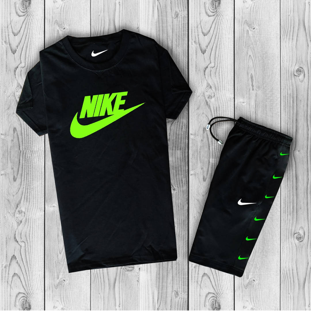

Комплект шорты/футболка Nike черный (принт зеленый)
