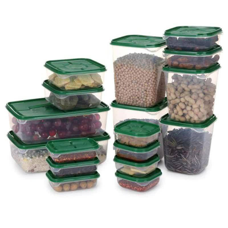 

Набор пищевых контейнеров Supretto, 17 шт. разных размеров, Зелёный