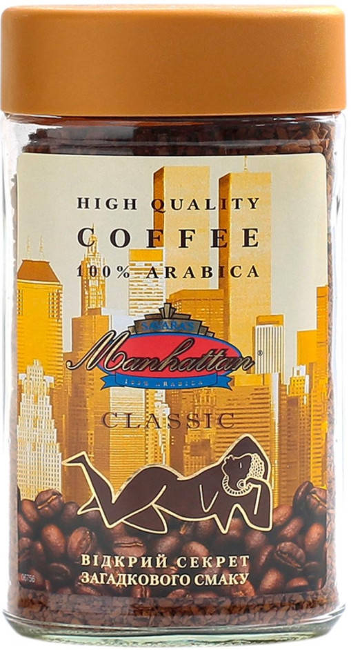 

Растворимый сублимированный кофе Manhattan Classic 100% Arabica 100 грамм