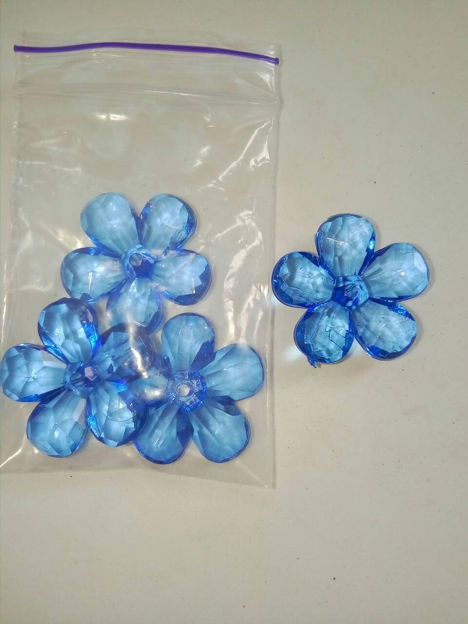 

Цветочек гранёный прозрачный 4шт синий