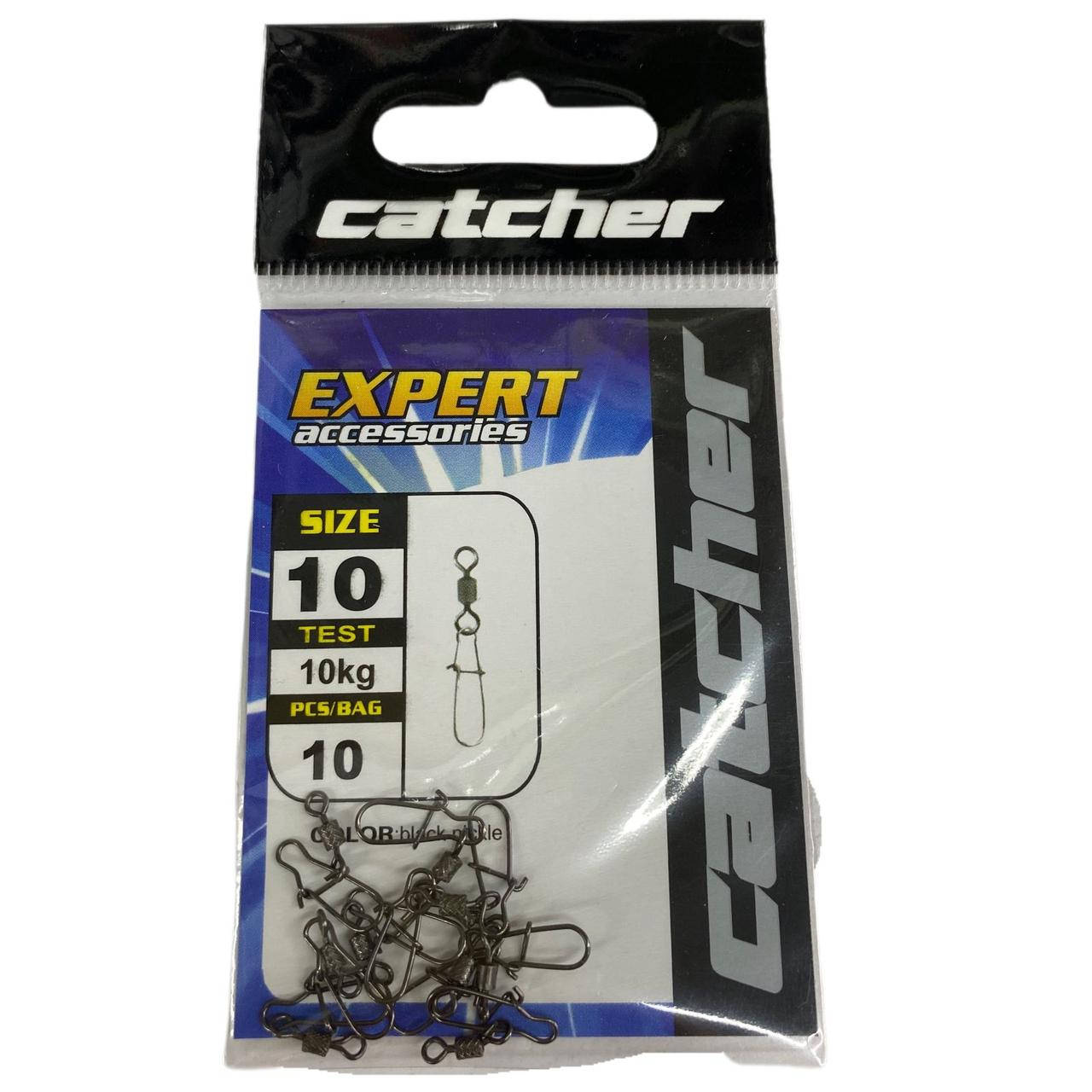 

Вертлюг + карабин c застёжкой Catcher Expert 10 шт. ( № 1 - 10 ) 10