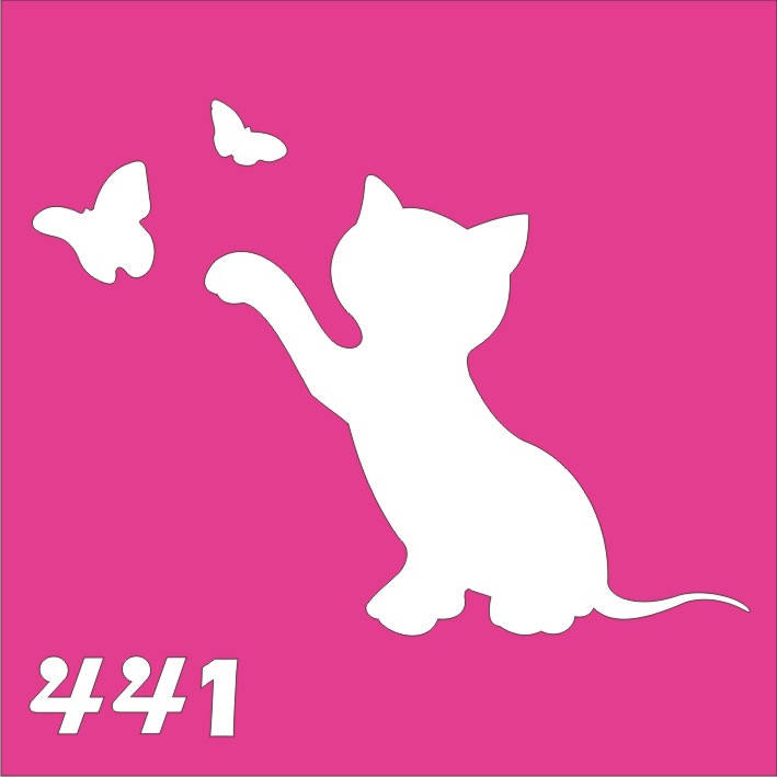 

Трафарет Котик для био-тату хной, блеск тату Boni Kasel № 441