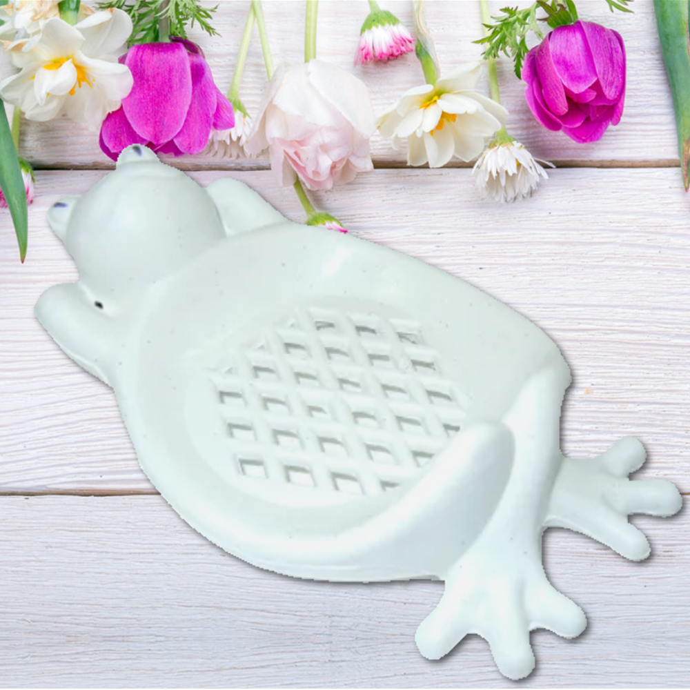 

Мыльница настольная открытая Лягушка пластиковая белая, Белый